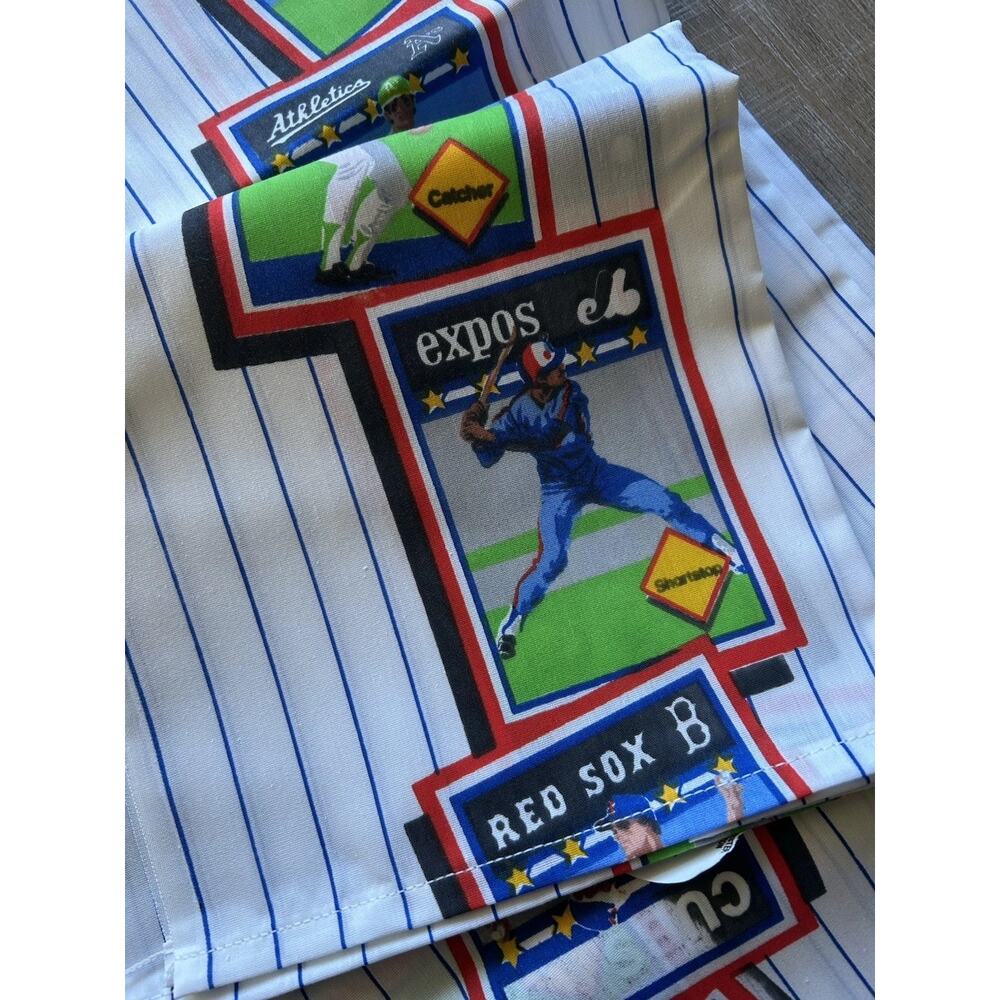 Vintage Baseball Twin Flat Sheet 80s MLB Expos Red Sox NOS USA Sports Bedding